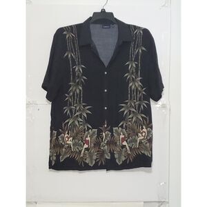 A Croft & Barrow Men's Shirt Hawaiian Pin-Up Girl Button Front Bohemian Size L
